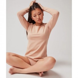 gisela 1/0145 T-Shirt Μακρύ Μανίκι Μπεζ - Φανέλες στο  bscollection