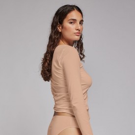 gisela 1/0129 Φανελάκι Μακρύ Μανίκι Μπεζ - Φανέλες στο  bscollection