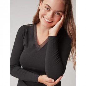 gisela 1/0147 T-Shirt Μακρύ Μανίκι Μαύρο - Φανέλες στο  bscollection
