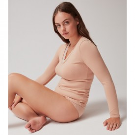 gisela 1/0147 T-Shirt Μακρύ Μανίκι Μπεζ - Φανέλες στο  bscollection