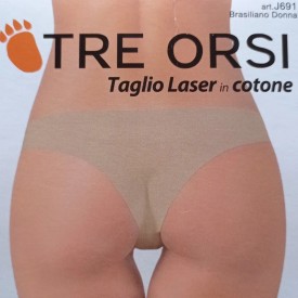 TRE ORSI- J691 Μπραζίλ Χωρίς Ραφές Μαύρο 80% Cotton 20% Elastan - Κιλοτάκια - Σλίπ στο  bscollection