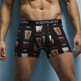 ESQUDO 028 Ανδρικό Μποξεράκι Μαύρο Με Σχέδιο Φραπέ - Μποξεράκια στο  bscollection