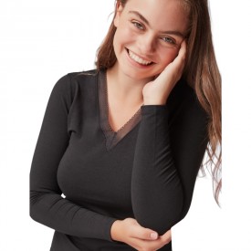 gisela 1/0147 T-Shirt Μακρύ Μανίκι Μαύρο - Φανέλες στο  bscollection