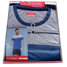 23733 Kappa Ανδρική Πυτζάμα King Size Γκρι Μπλε - Πυτζάμες στο  bscollection
