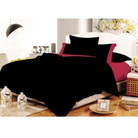 Σετ Σεντόνια ΚΟΜΒΟΣ Cotton Line Black - Red Μονόχρωμα με Φάσα Μονά με λάστιχο 100x200+20 - Σεντόνια στο  bscollection