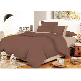 Σετ Σεντόνια ΚΟΜΒΟΣ Cotton Line Brown - Beige Μονόχρωμα με Φάσα Μονά με λάστιχο 100x200+20 - Σεντόνια στο  bscollection