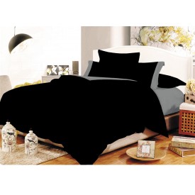 Σετ Σεντόνια ΚΟΜΒΟΣ Cotton Line Black - Grey Μονόχρωμα με Φάσα Μονά με λάστιχο 100x200+20 - Σεντόνια στο  bscollection