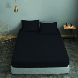 Σεντόνι ΚΟΜΒΟΣ Μαύρο μονόχρωμο Υπέρδιπλο με λάστιχο 170x200+20 - Σεντόνια στο  bscollection