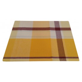 Τραπεζομάντηλο ΚΟΜΒΟΣ Λονέτα Υφαντό  Καρό Yellow-Sand 140x140 - Τραπεζομάντηλα στο  bscollection