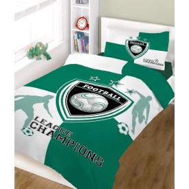 Σετ σεντόνια ΚΟΜΒΟΣ champions GREEN WHITE μονά 160x240 - Παιδικά Σεντόνια στο  bscollection