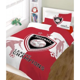 Σετ σεντόνια ΚΟΜΒΟΣ champions RED WHITE μονά 160x240 - Παιδικά Σεντόνια στο  bscollection