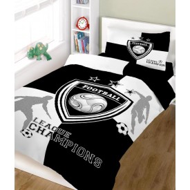 Σετ σεντόνια ΚΟΜΒΟΣ champions BLACK WHITE μονά 160x240 - Παιδικά Σεντόνια στο  bscollection