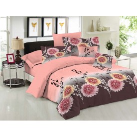 Σετ Σεντόνια Le Blanc Premium Cotton 100% Chrysanthemum Peach Μονά με λάστιχο 100x200+33 - Σεντόνια στο  bscollection