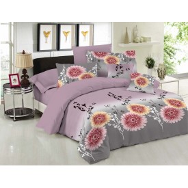Σετ Κουβερλί Le Blanc Premium Cotton 100% Chrysanthemum Lilac Μονό 160x240 - Κουβερλί στο  bscollection