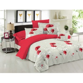 Σετ Κουβερλί Le Blanc Premium Cotton 100% Anemone Red Μονό 160x240 - Κουβερλί στο  bscollection