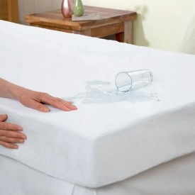 Επίστρωμα Αδιάβροχο Βαμβακερό Πετσετέ Με Φάσα Λευκό 120X200 - Επιστρώματα στο  bscollection