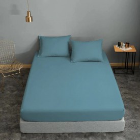 Ζεύγος μαξιλαροθήκες ΚΟΜΒΟΣ Cotton Line μονόχρωμες Dolphin Blue 50x70 - Μαξιλαροθήκες στο  bscollection