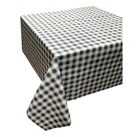 Τραπεζομάντηλο ΚΟΜΒΟΣ Καρό Polycotton Design-1 Grey 140x220 - Τραπεζομάντηλα στο  bscollection