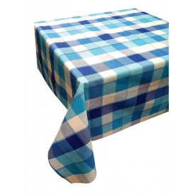 Τραπεζομάντηλο ΚΟΜΒΟΣ Καρό Polycotton Design-3 Turquoise 140x220 - Τραπεζομάντηλα στο  bscollection