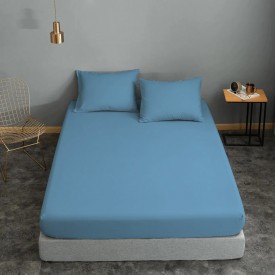 Σεντόνι ΚΟΜΒΟΣ Cotton Line Μονόχρωμο Sky Blue Υπέρδιπλό 220x240 - Σεντόνια στο  bscollection
