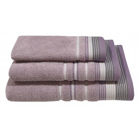 Πετσέτα ΚΟΜΒΟΣ Satin Stripe Πεννιέ 450γρ/m2 100% Cotton Προσώπου Lilac 50x90 - Πετσέτες στο  bscollection