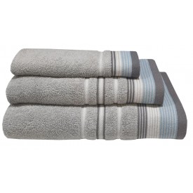 Πετσέτα ΚΟΜΒΟΣ Satin Stripe Πεννιέ 450γρ/m2 100% Cotton Σώματος Grey  70x140 - Πετσέτες στο  bscollection