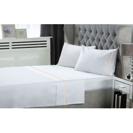 Σετ  Σεντόνια Le Blanc Μονόχρωμα  με Φυτίλι Polycotton 50/50 TC144 White Μονά 170x270 - Σεντόνια στο  bscollection