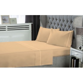 Σετ Σεντόνια LeBlanc Μονόχρωμα με Φυτίλι Polycotton 50/50 TC144 Sand Υπέρδιπλα 240x270 - Σεντόνια στο  bscollection