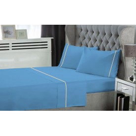 Σετ Σεντόνια LeBlanc Μονόχρωμα με Φυτίλι Polycotton 50/50 TC144 Blue Υπέρδιπλα 240x270 - Σεντόνια στο  bscollection