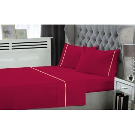 Σετ Σεντόνια LeBlanc Μονόχρωμα με Φυτίλι Polycotton 50/50 TC144 Cherry Υπέρδιπλα 240x270 - Σεντόνια στο  bscollection