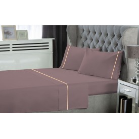 Σετ Σεντόνια LeBlanc Μονόχρωμα με Φυτίλι Polycotton 50/50 TC144 Wood Rose Υπέρδιπλα 240x270 - Σεντόνια στο  bscollection