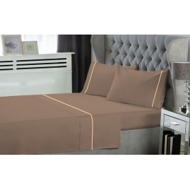 Σετ Σεντόνια LeBlanc Μονόχρωμα με Φυτίλι Polycotton 50/50 TC144 Light Brown Υπέρδιπλα 240x270 - Σεντόνια στο  bscollection