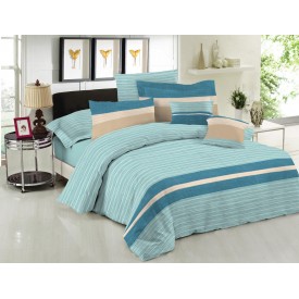 Σετ Σεντόνια Le Blanc Premium Cotton 100% Brooklyn Aqua Υπέρδιπλα 240x270 - Σεντόνια στο  bscollection