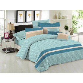 Σετ Κουβερλί Le Blanc Premium Cotton 100% Brooklyn Aqua Υπέρδιπλο 220x240 - Κουβερλί στο  bscollection