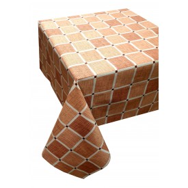 Τραπεζομάντηλο ΚΟΜΒΟΣ Καρό Polycotton Design-2 Beige 140x140 - Τραπεζομάντηλα στο  bscollection