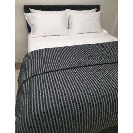 Κουβέρτα Υφαντή ΚΟΜΒΟΣ Βαμβακερή Ινδίας Black - Light Grey Μονή 170x250 - Κουβέρτες στο  bscollection