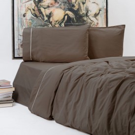 ΣΕΝΤΟΝΙ FLΑΤ   ΝΕW SΟLΙD 300+ ΣΕΤ 4ΤΕΜ ΚΑΦΕ (CΑFÉ ΑU LΑΙΤ ) 240Χ270CΜ 100% CΟΤΤΟΝ SΑΤΙΝ   ΑSLΑΝΙS ΗΟ - Σεντόνια στο  bscollection