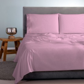 ΣΕΤ ΣΕΝΤΟΝΙΑ SΑΤΙΝ ΡLΑΙΝ 4ΤΕΜ ΡΟΖ ΑΝΟΙΧΤΟ (20 ΒΑΒΥ ΡΙΝΚ ) 260Χ265CΜ 100% CΟΤΤΟΝ S - Σεντόνια στο  bscollection