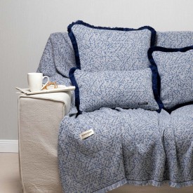 ΡΙΧΤΑΡΙ    ΑΤΗΟS 1ΤΕΜ ΜΠΛΕ/ΓΚΡΙ (3 ) 180Χ250CΜ 100%CΟΤΤΟΝ   ΑSLΑΝΙS ΗΟΜΕ - Ριχτάρια στο  bscollection