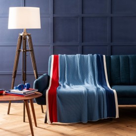 ΚΟΥΒΕΡΤΑΚΙ ΚΑΝΑΠΕ  ΠΛΕΚΤΟ  ΝΕWΡΟRΤ 1 ΤΕΜ ΓΑΛΑΖΙΟ (ΑΖURΕ ) 130Χ170CΜ 100% ΟRGΑΝΙC CΟΤΤΟΝ   ΤΟΜΜΥ ΗΙLF - Ριχτάρια στο  bscollection