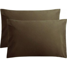 Ζεύγος Μαξιλαροθήκες Le Blanc Μονόχρωμες Brown 50Χ70 - Μαξιλαροθήκες στο  bscollection