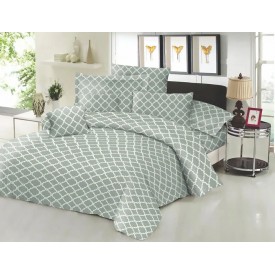 Σεντόνι ΚΟΜΒΟΣ Cotton Line NEW Printed Montana Olive Διπλό με λάστιχο 150x200+22 - Σεντόνια στο  bscollection