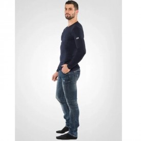 bs collection Ανδρική 100% Βαμβακερή Μακρυμάνικη Φανέλα Μπλε - Φανέλες στο  bscollection