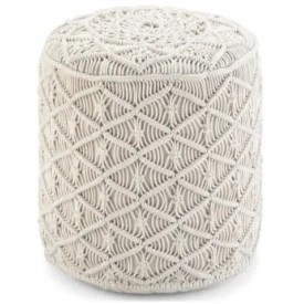 Πουφ Macrame ΚΟΜΒΟΣ Cotton 100% με εσωτερικη γέμιση Thermocol Sheet 40x40x40 Natural - Πουφ στο  bscollection