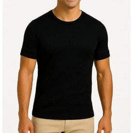 bs collection premium quality 100% Supreme Greek Green Cotton 2 Ανδρικές Φανέλες Μανίκι Κλειστό Λαιμό Μαύρες - Φανέλες στο  bscollection