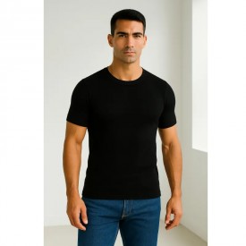 bs collection premium quality 100% Supreme Greek Green Cotton 2 Ανδρικές Φανέλες Μανίκι Κλειστό Λαιμό Μαύρες - Φανέλες στο  bscollection