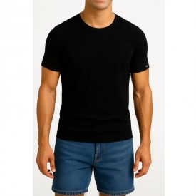 bs collection premium quality 100% Supreme Greek Green Cotton 2 Ανδρικές Φανέλες Μανίκι Κλειστό Λαιμό Μαύρες - Φανέλες στο  bscollection
