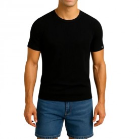bs collection premium quality 100% Supreme Greek Green Cotton 2 Ανδρικές Φανέλες Μανίκι Κλειστό Λαιμό Μαύρες - Φανέλες στο  bscollection