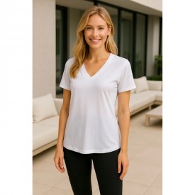 Λευκή Μπλούζα Γυναικεία BS Collection με V Λαιμόκοψη – 67% Tencel & 33% Cotton - t-shirts στο  bscollection