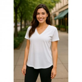 Λευκή Μπλούζα Γυναικεία BS Collection με V Λαιμόκοψη – 67% Tencel & 33% Cotton - t-shirts στο  bscollection